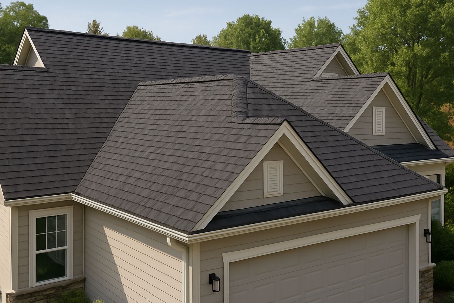 Architectural shingle roofing on a residential home