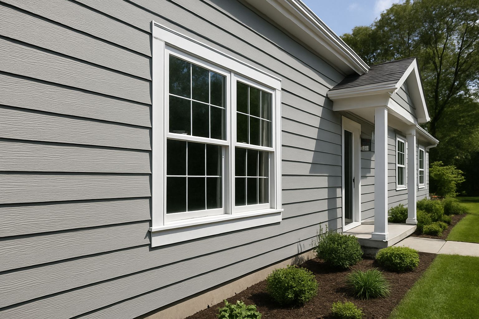 Fresh horizontal siding on a residential home